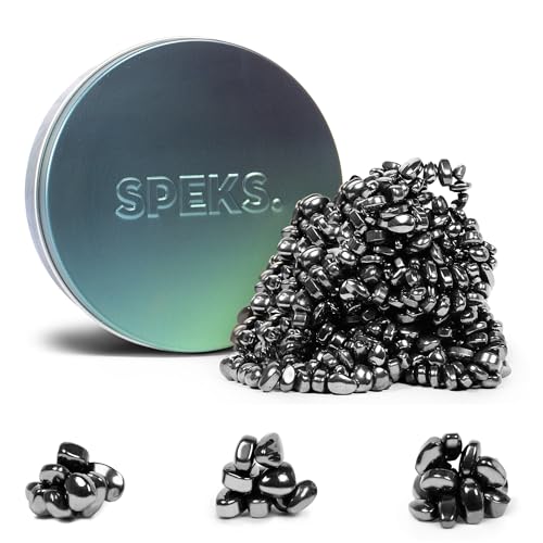 Speks Crags Ferrite Putty | Over 500 Smooth Ferrite Stones in a Metal Tin | Fun Quiet Fidget Toys for Adults and ADHD Desk Toys for Office | Tranquility, 300g