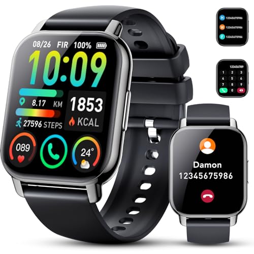 Smart Watch for Men Women (Answer/Make Call),1.85' Touch Screen Fitness Watch IP68 Waterproof, Heart Rate Sleep Monitor, Pedometer, 112+ Sport Modes Fitness Activity Tracker for Android iOS