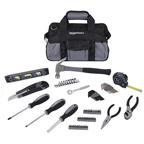 Amazon Basics 65 Piece Home Basic Repair Tool Kit Set With Bag