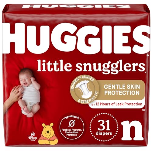 Huggies Little Snugglers Baby Diapers, Size Newborn (up to 10 lbs), 31 Ct, Newborn Diapers