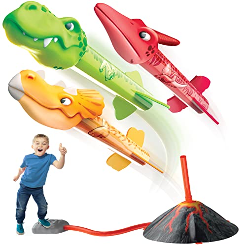 MindSprout Dino Blasters | Rocket Launcher for Kids - Launch up to 100 ft. Birthday Gift, for Boys & Girls Age 3 4 5 6 7 Years Old - Outdoor Toys, Family Fun, Dinosaur Toy, Kids (Patent Pending)
