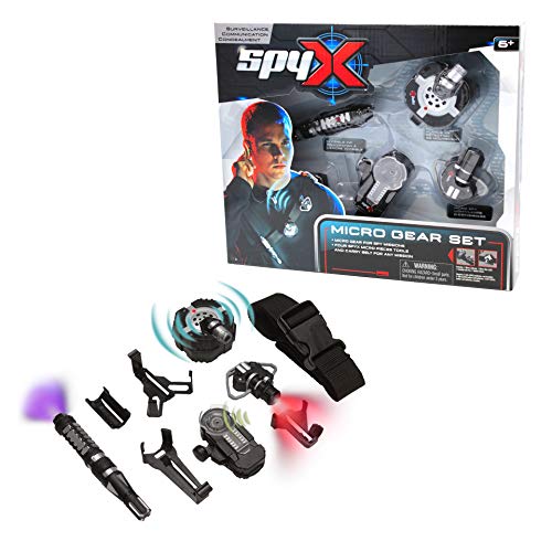 SpyX/Micro Gear Set - 4 Real Spy Toys Kit + Adjustable Belt for Spy Kids Role Play. Junior Secret Agent/Detective/Ninja Toy Gadgets Set for Boys & Girls