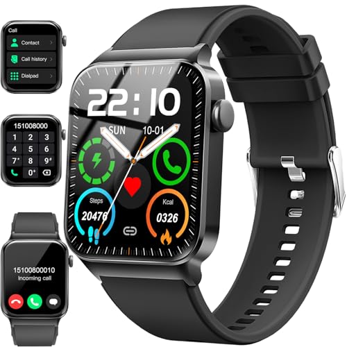 Smart Watch for Men Women, 1.85' Smartwatch (Answer/Make Call), IP68 Waterproof Fitness Tracker, 100+ Sport Modes, Heart Rate Monitor, Sleep Monitor, Pedometer, Smartwatches for Android iOS, Black