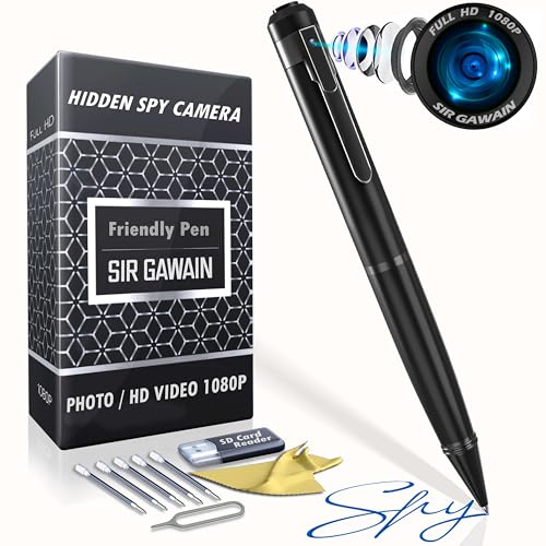 SIRGAWAIN Mini Spy Camera Hidden Camera Pen 1080p - [Upgraded 2024] Small Nanny Cam Spy Pen Camera Full HD Video or Picture Taking - Secret Camera with Wide Angle Lens, Rechargeable