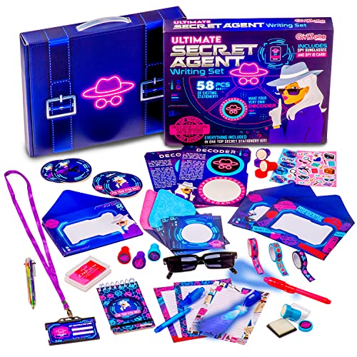 GirlZone Ultimate Secret Agent Writing Set, Exciting Spy Kit and Stationery Set for Girls with Spy Pen & Stationery Paper, Fun Spy Toys Birthday Gift, Christmas Gift & Thanksgiving Gift for Kids