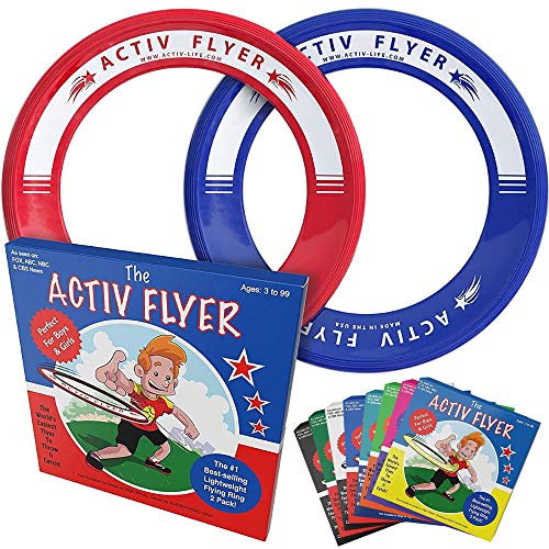 Activ Life Frisbee Ring for Kids (2 Pack, Blue & Red), Flying Ring Frisbees with Whole in Center, Outdoor Toys & Easter Basket Stuffer Gift for Kids