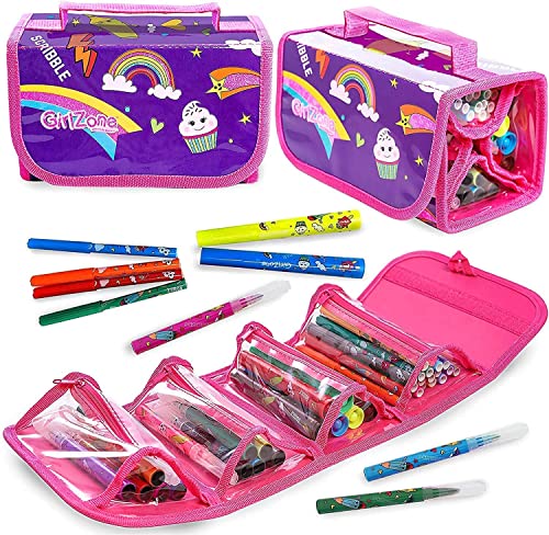 GirlZone Arts and Crafts Fruit Scented Markers and Pencil Case For Girls, Great Gifts For Girls
