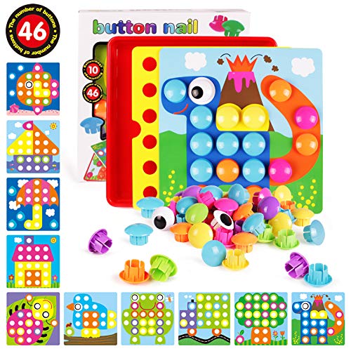 AMOSTING Color Matching Mosaic Pegboard Early Learning Educational Toys for Boys and Girls